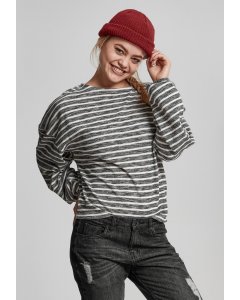 Pulover pentru femei // Urban classics Ladies Oversize Stripe Pullover black/white