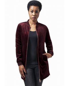 Jachetă pentru femei // Urban classics Ladies Long Velvet Jacket burgundy