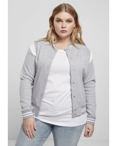 Hanorac pentru femei college // Urban classics Ladies Organic Inset College Sweat Jacket grey/white