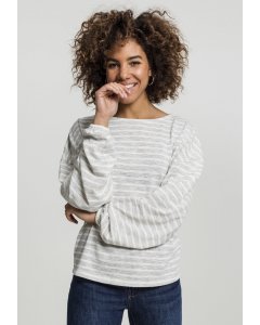Pulover pentru femei // Urban classics Ladies Oversize Stripe Pullover grey/white