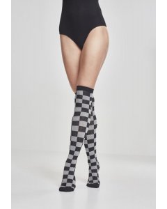 Şosete // Urban classics Ladies Checkerboard Overknee Socks blk/cha