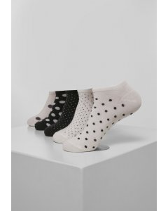 Şosete // Urban classics No Show Socks Dots 5-Pack white/black