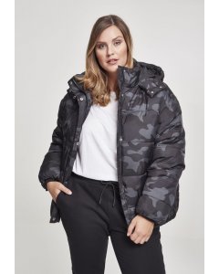 Jachetă pentru femei până în talie // Ladies Boyfriend Camo Puffer Jacket darkcamo
