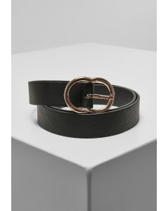Curea femei // Urban Classics Small Ring Buckle Belt  black/gold