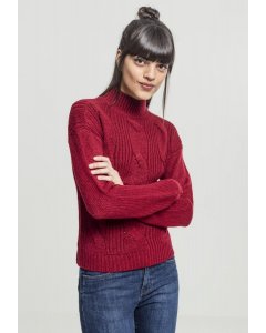 Pulover pentru femei // Urban classics Ladies Short Turtleneck Sweater burgundy