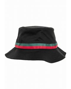 Pălărie // Flexfit Stripe Bucket Hat black/firered/green