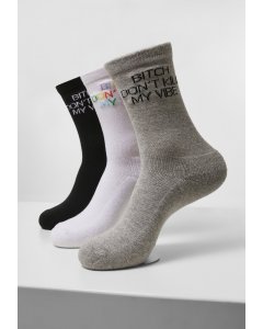 Şosete // Mister tee Don`t Kill Socks 3-Pack black+white+heather grey