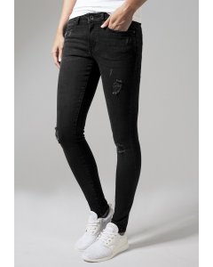 Pantaloni // Urban classics Ladies Ripped Denim Pants black washed
