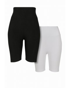 Pantaloni scurti // Urban classics Ladies High Waist Cycle Shorts Pack black white