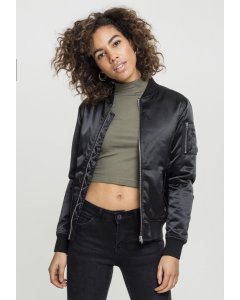 Jachetă bomber pentru femei // Urban classics Ladies Satin Bomber Jacket black