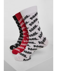 Şosete // Mister tee AMK Allover Socks 3-Pack black/red/white