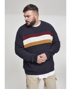 Pulover pentru bărbati // Urban Classics Block Sweater dnavy/offwhite/port/goldenoak