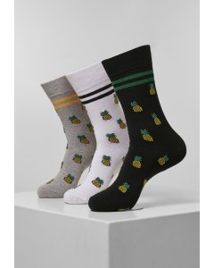Şosete // Mister tee Recycled Yarn Pineapple Socks 3-Pack white/heather grey/black