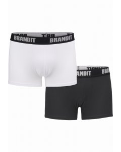 Boxeri // Brandit Boxershorts Logo 2er Pack wht/blk