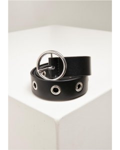 Curea femei // Urban Classics Synthetic Leather Eyelet Belt 2-Pack black/white
