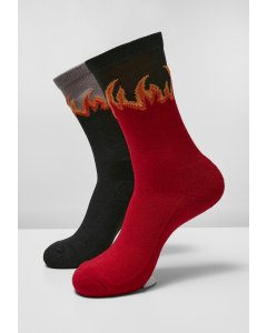 Şosete // Merchcode Long Flame Socks  2-Pack red/black