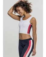 Maiou pentru femei // Urban classics Ladies Side Stripe Cropped Zip Top white/firered/navy
