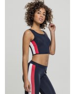Maiou pentru femei // Urban classics Ladies Side Stripe Cropped Zip Top navy/fire red/white