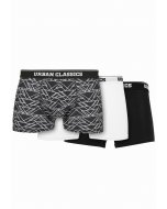 Boxeri // Urban classics Organic Boxer Shorts 3-Pack tron aop+white+black