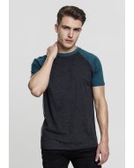 Tricou pentru bărbati cu mânecă scurtă // Urban Classics Raglan Contrast Tee charcoal/teal