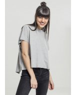 Tricou pentru femei cu mânecă scurtă // Urban classics Ladies Overlap Turtleneck Tee grey