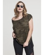 Tricou pentru femei cu mânecă scurtă // Urban classics Ladies Camo Back Shaped Tee olive camo