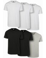 Tricou pentru bărbati cu mânecă scurtă // Urban Classics Basic Tee 6-Pack wht/wht/wht/blk/blk/gry
