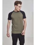 Tricou pentru bărbati cu mânecă scurtă // Urban Classics Raglan Contrast Tee olv/blk