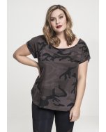 Tricou pentru femei cu mânecă scurtă // Urban classics Ladies Camo Back Shaped Tee dark camo
