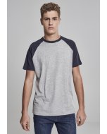 Tricou pentru bărbati cu mânecă scurtă // Urban Classics Raglan Contrast Tee grey/navy