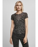 Tricou pentru femei cu mânecă scurtă // Urban Classics Ladies Mesh Tee asphalt/black
