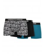 Boxeri // Urban classics Organic Boxer Shorts 3-Pack detail aop/black/jasper