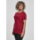 Tricou pentru femei cu mânecă scurtă // Urban classics Ladies Lace Shoulder Striped Tee burgundy