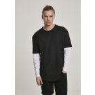 Tricou pentru bărbati cu mânecă lungă // Urban Classics Oversized Shaped Double Layer LS Tee black/white