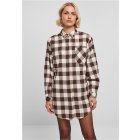 Urban Classics / Ladies Oversized Check Flannel Shirt Dress pink/brown