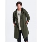 Men's long hooded sweatshirt PARIS - dark olive green B961