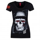 Tricou pentru femei cu mânecă scurtă // Blood In Blood Out Blood Skull Hat Black D-Shirt
