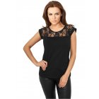 Tricou pentru femei cu mânecă scurtă // Urban classics Ladies Top Laces Tee black