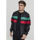 Jachetă pentru bărbati  // Urban Classics Striped Nylon Jacket black/firered/green