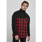 Jachetă pentru bărbati  // Urban classics Patterned Polar Fleece Track Jacket black/redcheck