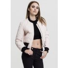 Jachetă bomber pentru femei // Urban classics Ladies Diamond Quilt Short Bomber light pink/black