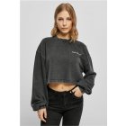 Urban Classics / Ladies Cropped Small Embroidery Terry Crewneck black