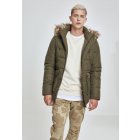 Jachetă pentru bărbati  // Urban classics Faux Fur Hooded Jacket dark olive
