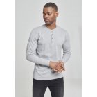 Tricou pentru bărbati cu mânecă lungă // Urban Classics Basic Henley L/S Tee grey