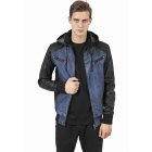 Jachetă pentru bărbati  // Urban Classics Hooded Denim Leather Jacket denim/black