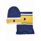 Urban Classics / College Team Package Beanie and Scarf spaceblue/californiayellow/wht