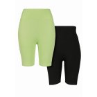 Pantaloni scurti // Urban classics Ladies High Waist Cycle Shorts 2-Pack electriclime/black