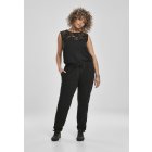 Salopete // Urban classics Ladies Lace Block Jumpsuit black