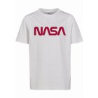 Tricou pentru copii // Merchcode Kids NASA Worm Logo Tee white