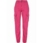 Pantaloni // Urban Classics / Ladies Cotton Twill Utility Pants hibiskus pink